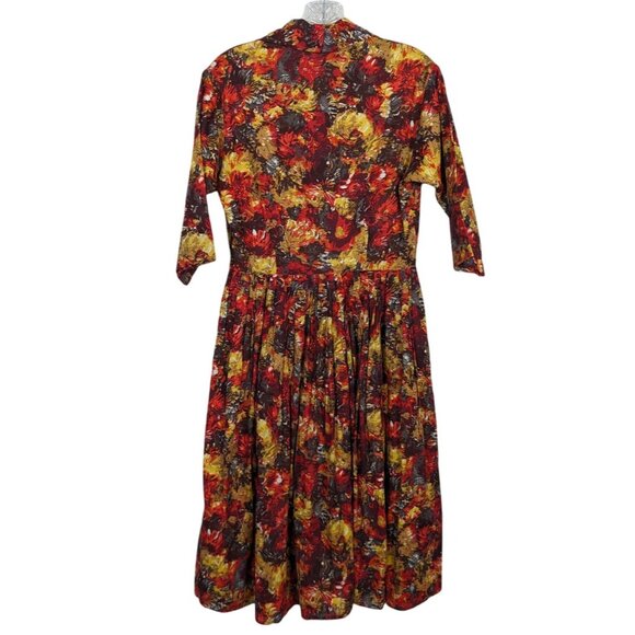 Trashy Diva by Candice‎ Gwinn Warm Watercolor orange gold pleated Dress 8 - Picture 16 of 16